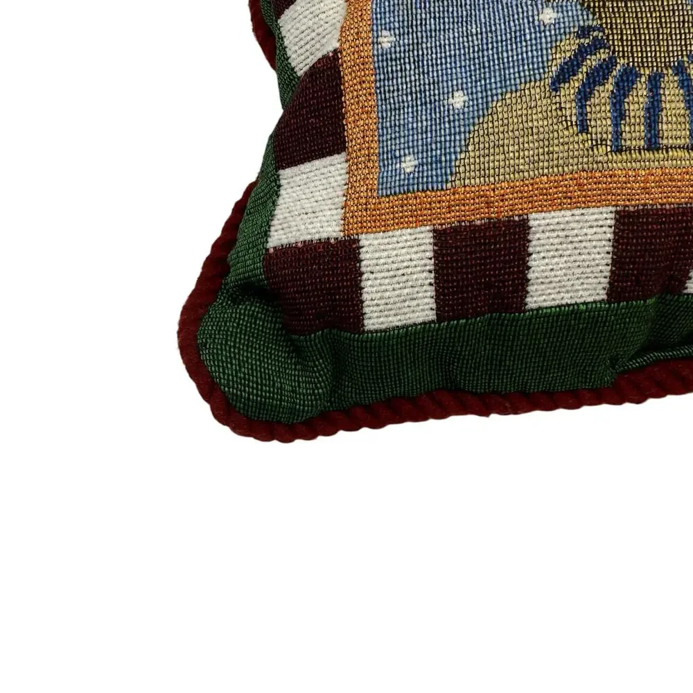 Holiday Vintage Tapestry Reindeer We Wish You A Merry Christmas Pillow Home Deco